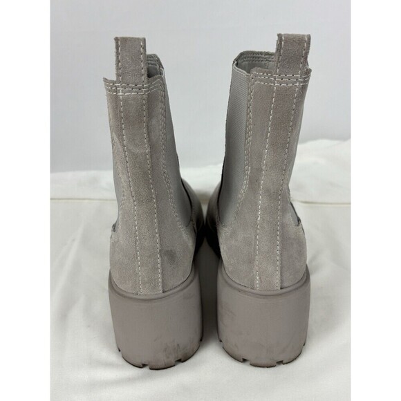 Steve Madden Hylan Haylan Boot Booties Light Grey Suede 8 Lug Sole - Picture 5 of 10